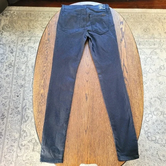 Joe's Mid-Rise Glitter-Coated Skinny Jeans Jet Black Sparkler Wash Size Women 27 Skinny